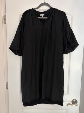 CLU Women’s Relaxed Fit Shift Dress with Short Sleeves Silk Cotton Blend Size S